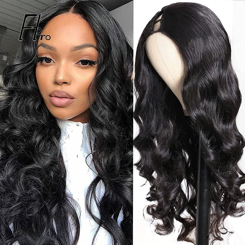 U Part Wig Virgin Hair Wigs Body Wave 150% Density Glueless Wig